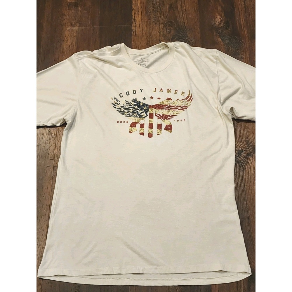 Cody James Born Free Men's T-Shirt,‎ Size XL, Beige, Short Sleeve, Crew Neck